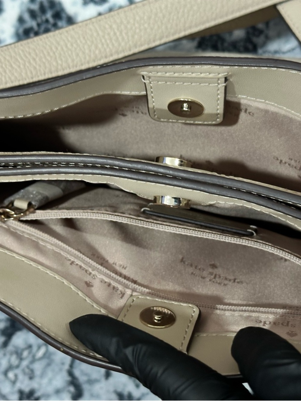 New kate spade Two-Tone Taupe & Cream Leather Shoulder Bag - Picture 9 of 11